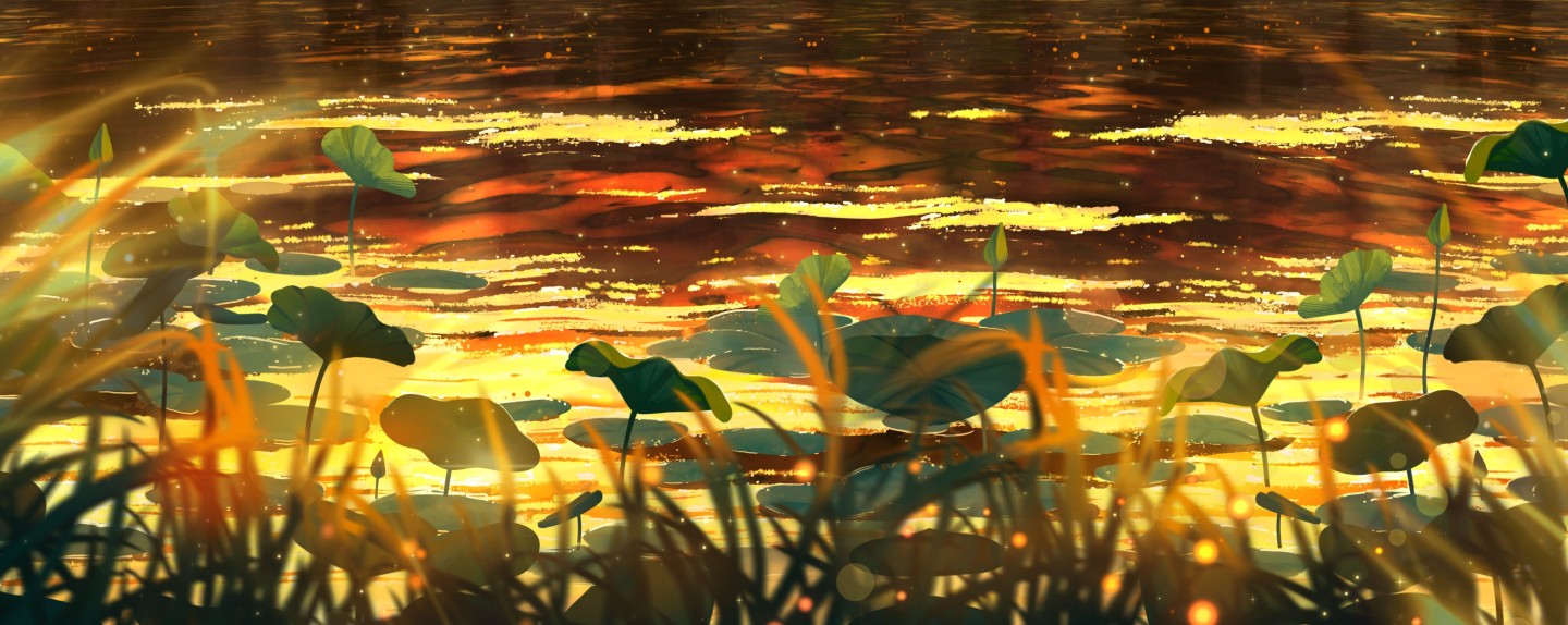 湖边夕阳宽屏版