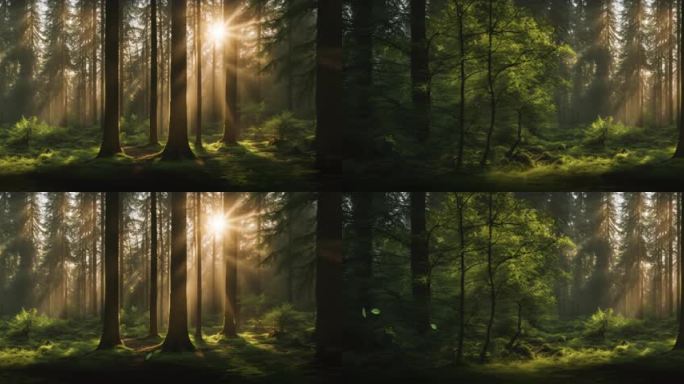 6k宽屏森林日出树林背景10