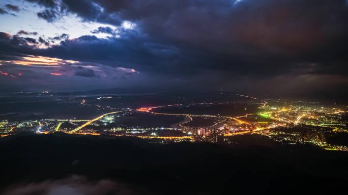 惠州龙门县城航拍夜景--4K