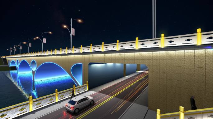桥梁亮化灯光设计效果展示案例素材