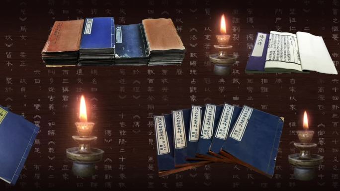 【原创】舞台投影中国古书籍蜡烛视频素材