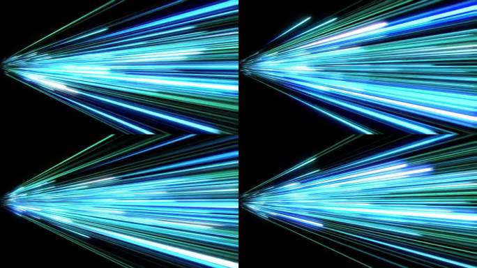 数字信息流插图未来的高速技术无缝。明亮的蓝绿色轨迹飞行极快的霓虹线背景循环3d动画。抽象的互联网概念