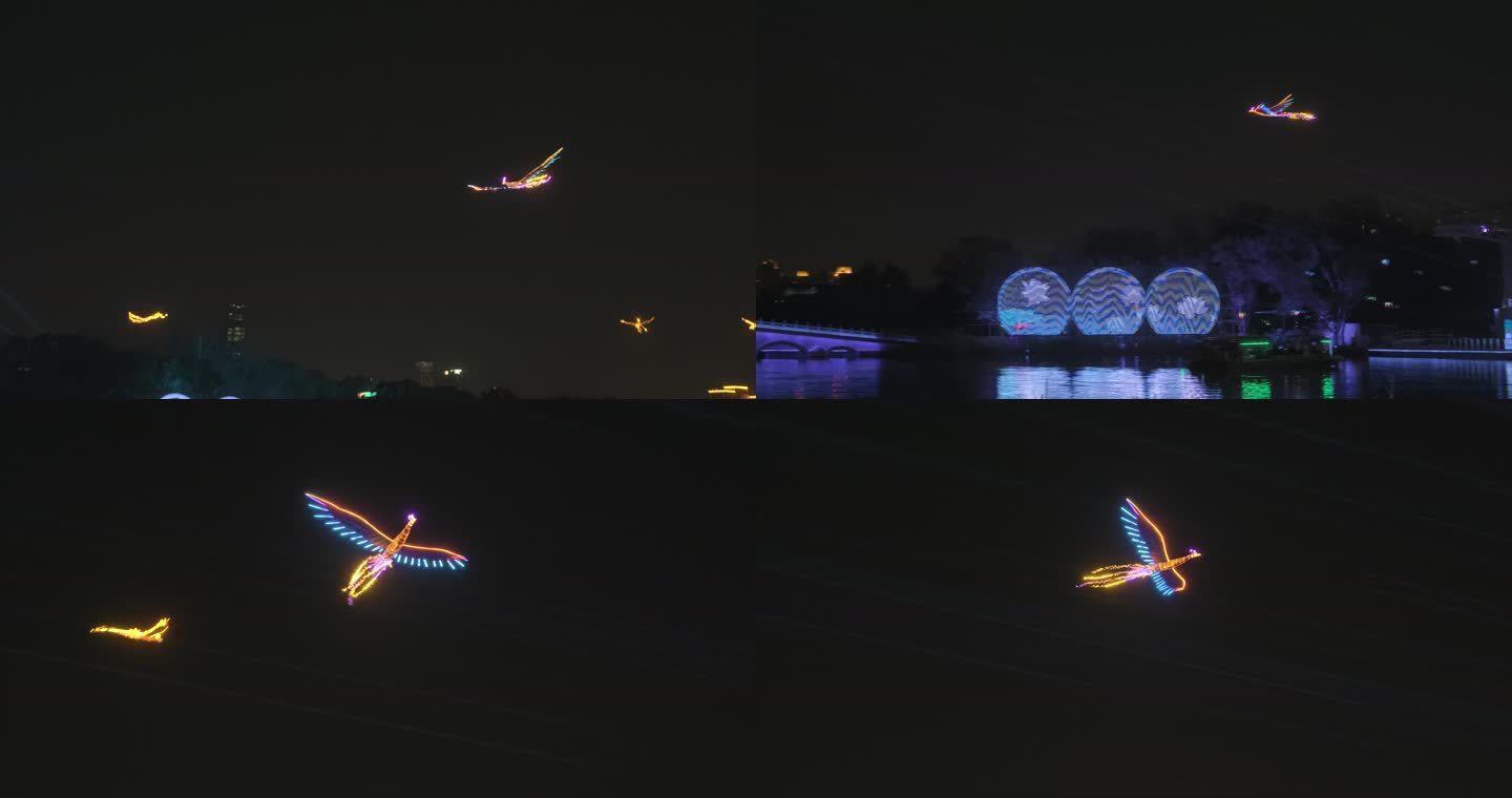 北京朝阳区国际灯光节凤凰翱翔机位一素材