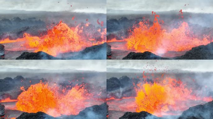 冰岛火山在Lilti-Hrútur喷发