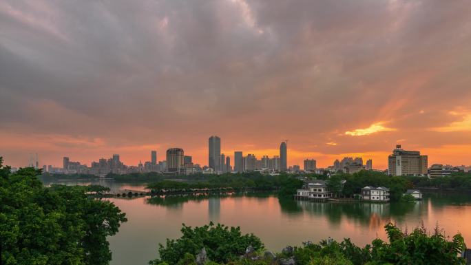 惠州西湖日出彩霞延时-4K