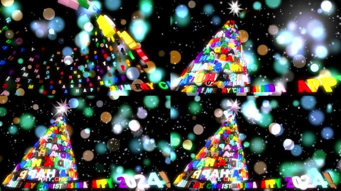 动画圣诞树从文字和愿望。2024