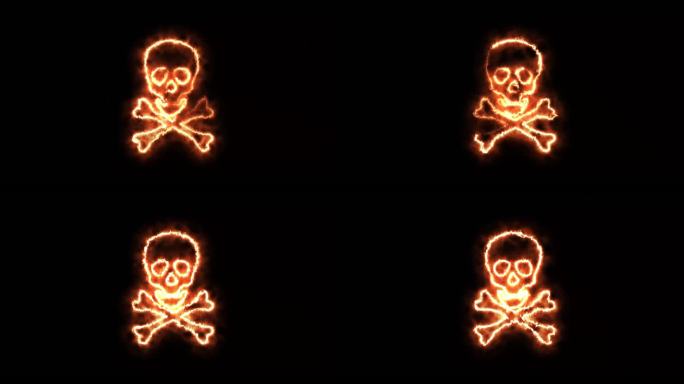 燃烧的骷髅和交叉的骨头动画视频。