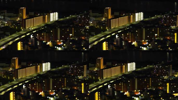 大阪高速公路附近的微缩城市夜景
