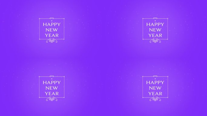 新年快乐与雪和框架上的紫色梯度