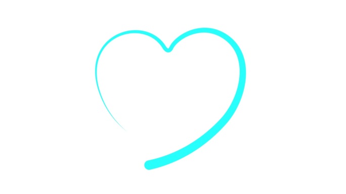 用液体效果绘制的蓝色心脏动画。画出和消失的笔触的效果。爱的概念，志愿服务，捐赠。矢量插图隔离在白色背