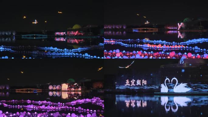 北京朝阳区国际灯光节凤凰翱翔机位三素材