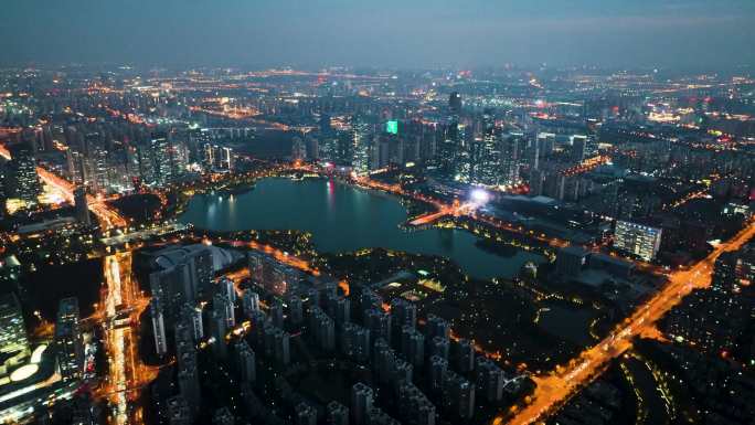 合肥政务区夜景 合肥夜景 航拍城市夜景