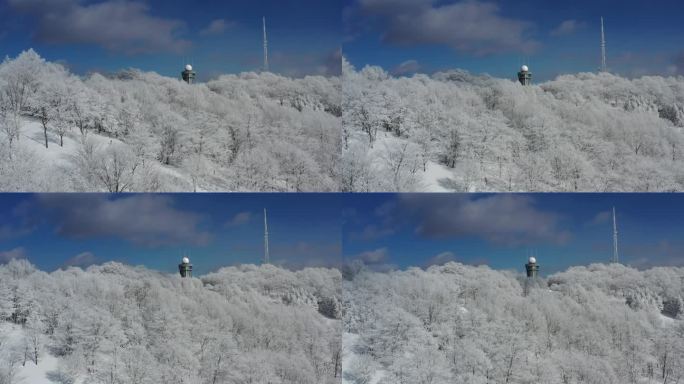 ⚝4K航拍⚝森林雪景东北雾凇树挂高山鸟瞰