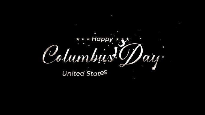 快乐哥伦布日动画文本在银色。