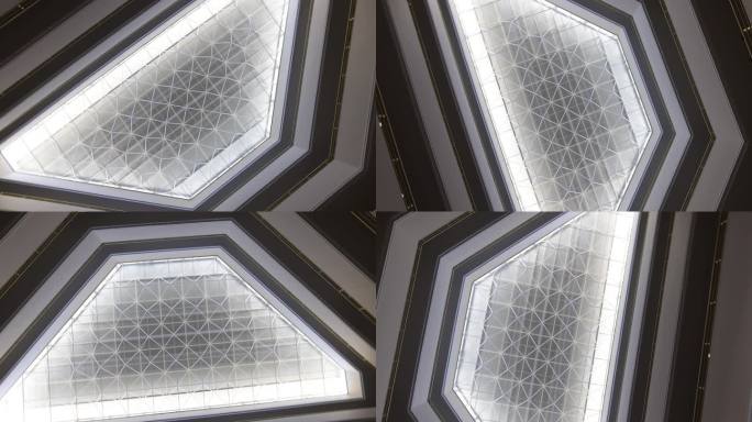 玻璃天花板与三角形的窗户在酒店4k电影