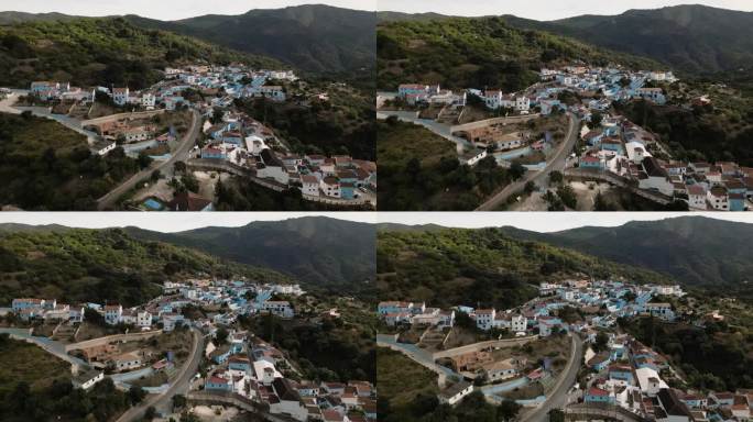 蓝色的小镇Juzcar，在西班牙也被称为蓝精灵村，鸟瞰图