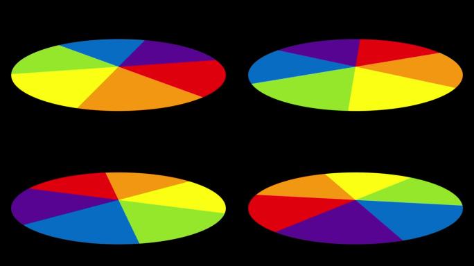 4K视频一个彩色轮调色板动画循环在彩虹阴影