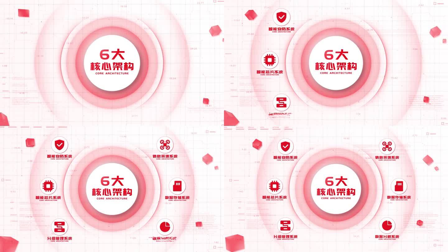 【6项】简洁红色六大项目分类展示