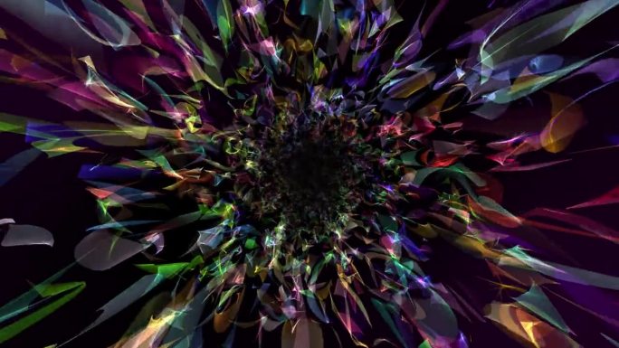 闪亮的彩色水晶制成的魔法隧道形状在深色背景上,毛圈视频,4 k, 60 fps