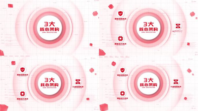 【3项】简洁红色三大项目分类展示