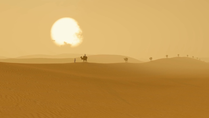 大漠沙漠骆驼驼队客商商队商人丝绸之路贸易
