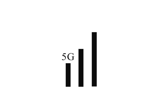 白色背景动画5g网络信号图标连接技术。