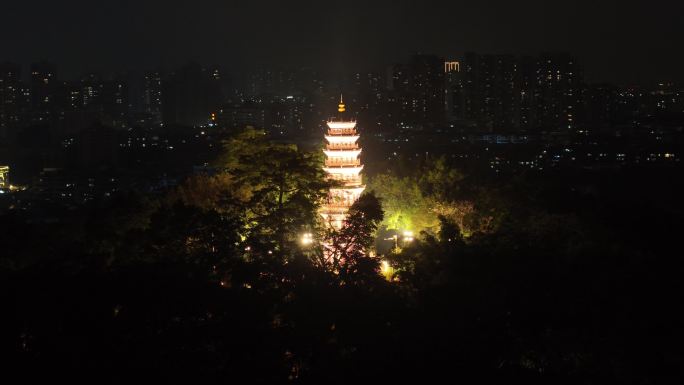 烟墩山塔夜景 广东中山市