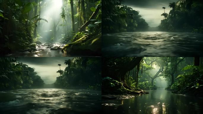 丛林热带河水溪水