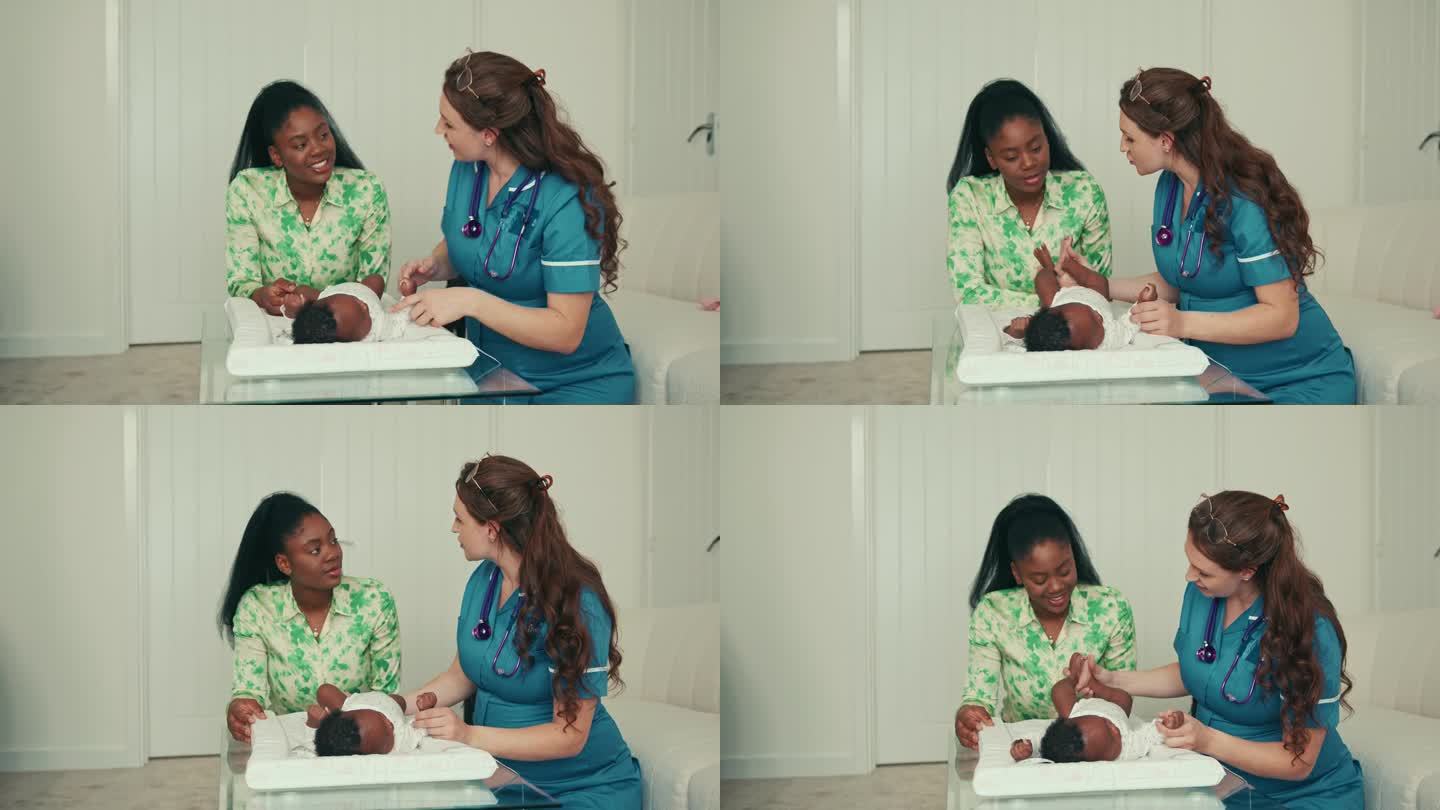 护士正在给婴儿做健康检查
