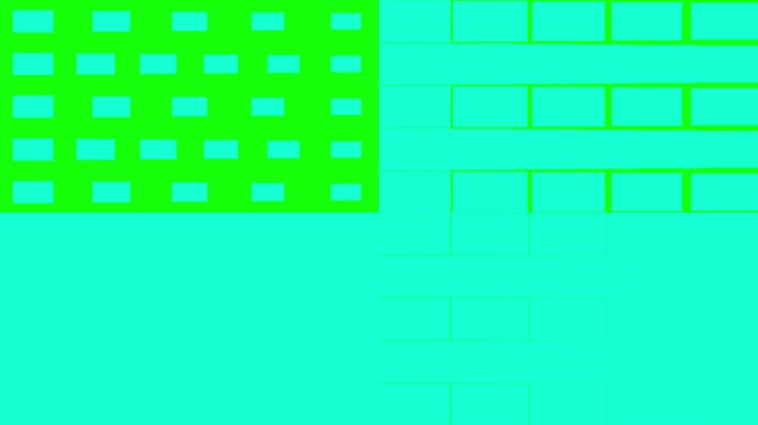 简单的移动方块过渡动画。现代几何形状过渡，介绍或结束在绿色背景