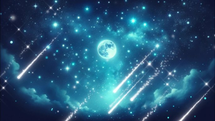 流星在繁星满天的夜空中跳舞的动画电影