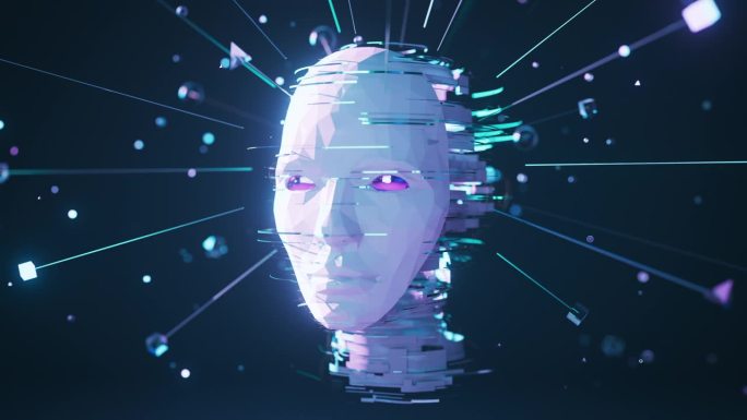 人类思维的碎片-人工智能，分析数据，数字技术-霓虹色