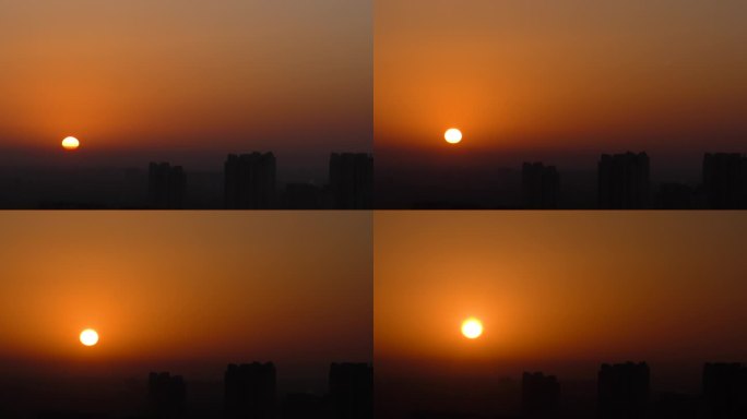 太阳日出东方红日阳光晨曦红太阳城市日出