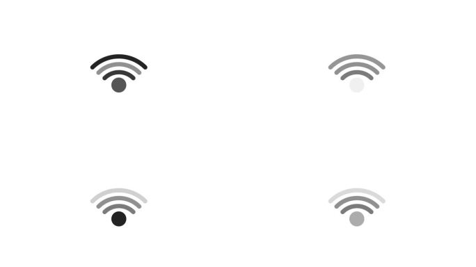 白色动画背景上的Wifi信号。