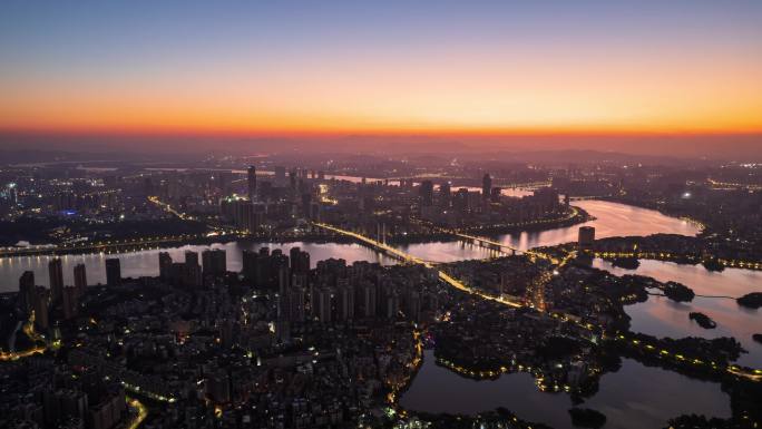 惠州城市大景日出航拍延时3-4K