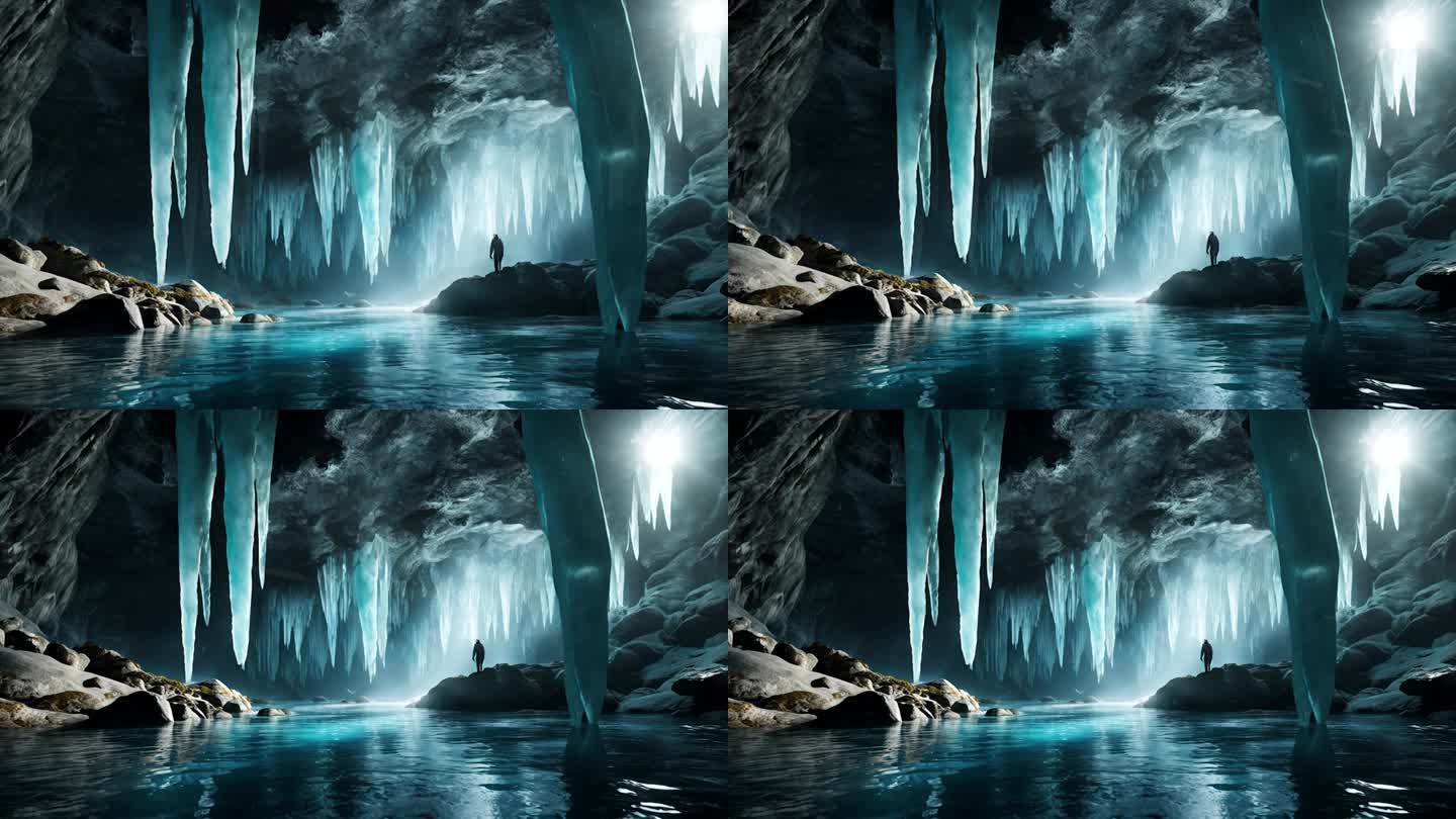 4k冰窟洞穴背景02
