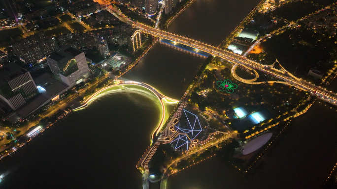广州海心桥靓丽夜景