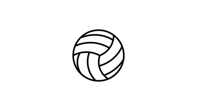 动画排球图标黑色白色的背景。