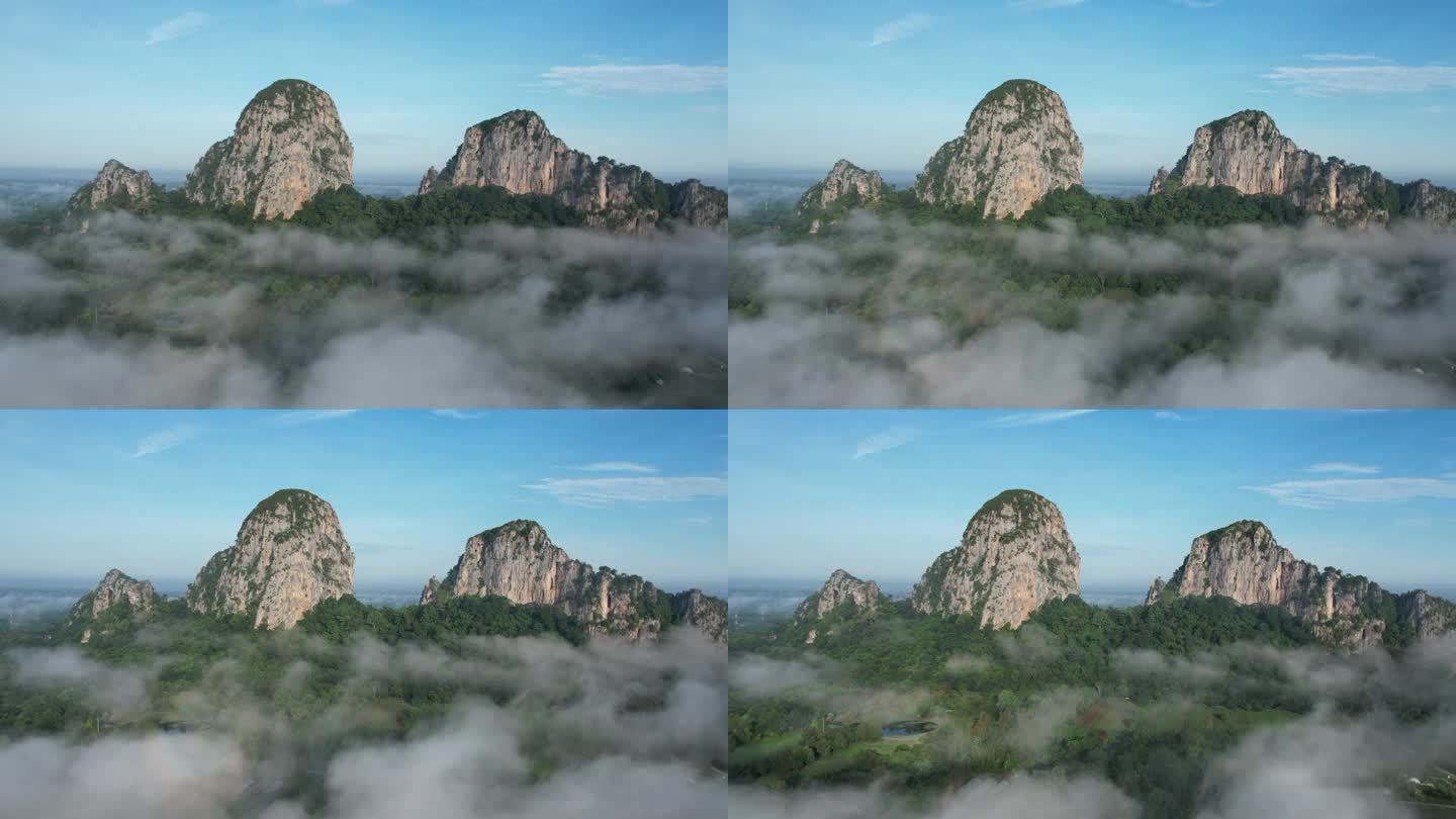 鸟瞰泰国考察坎省的薄雾和日出时间