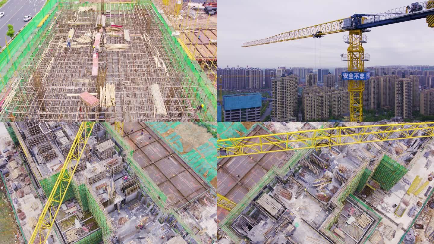 2023航拍衡阳市建筑工地高楼建设4k2