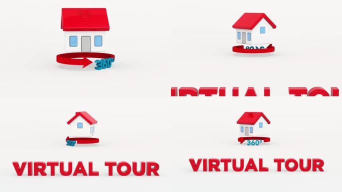 房地产虚拟旅游介绍标题概念动画，360房子旋转- 4K股票视频