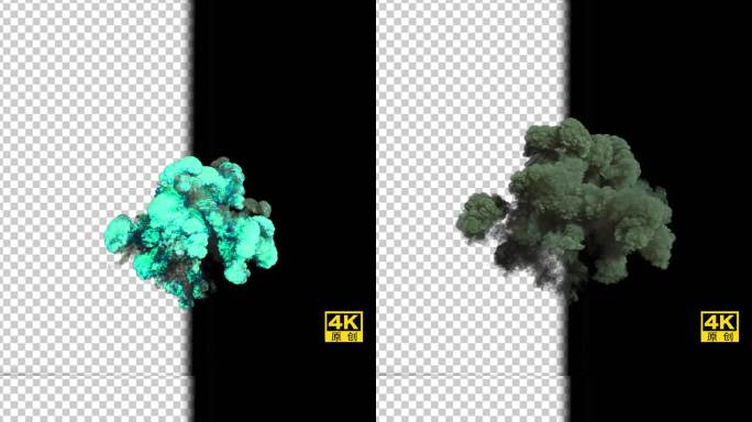 绿色爆炸烟雾特效4K