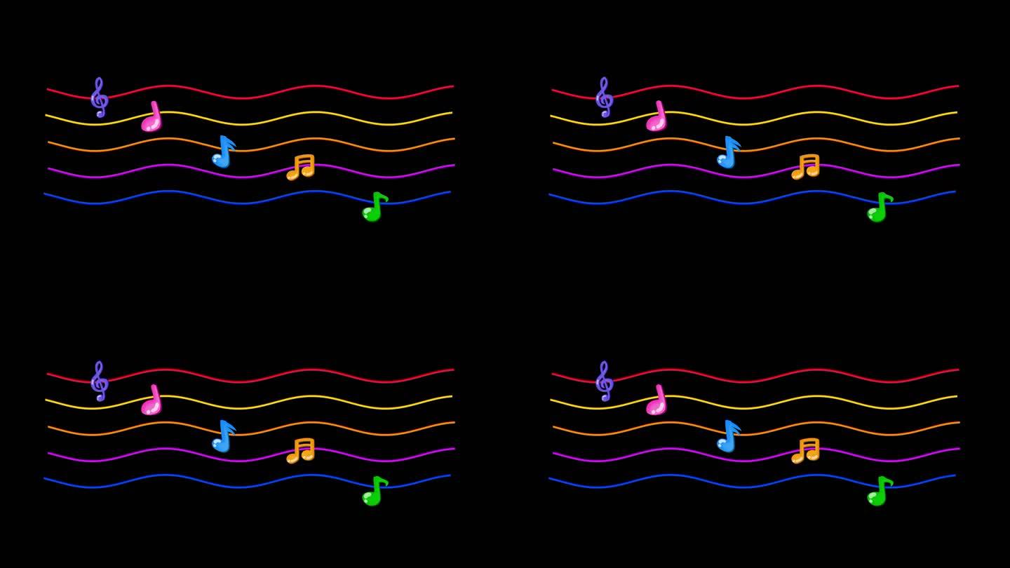 卡通五线谱音符前景视频