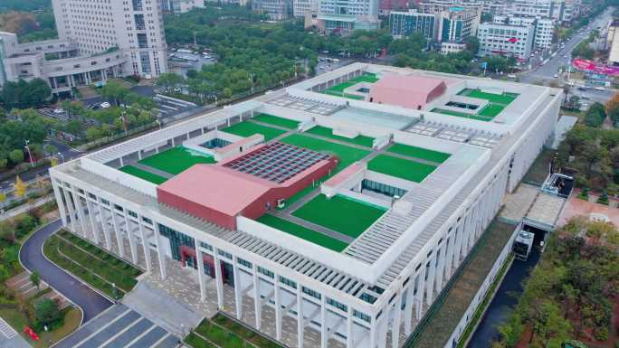 雨天湘潭市民之家航拍