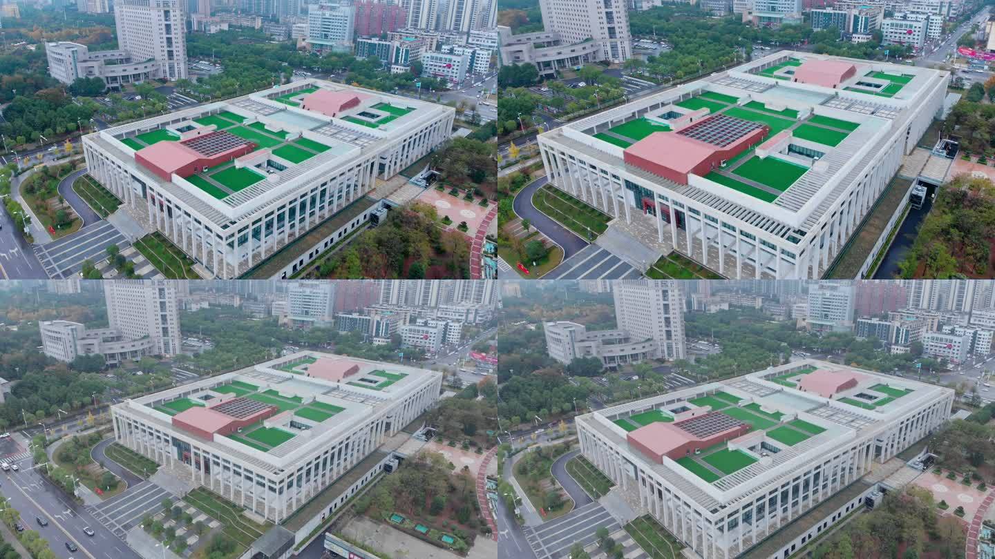 雨天湘潭市民之家航拍