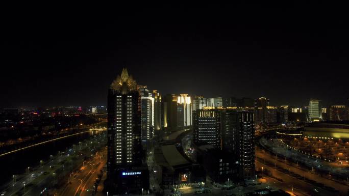 4K郑州商务外环夜景航拍