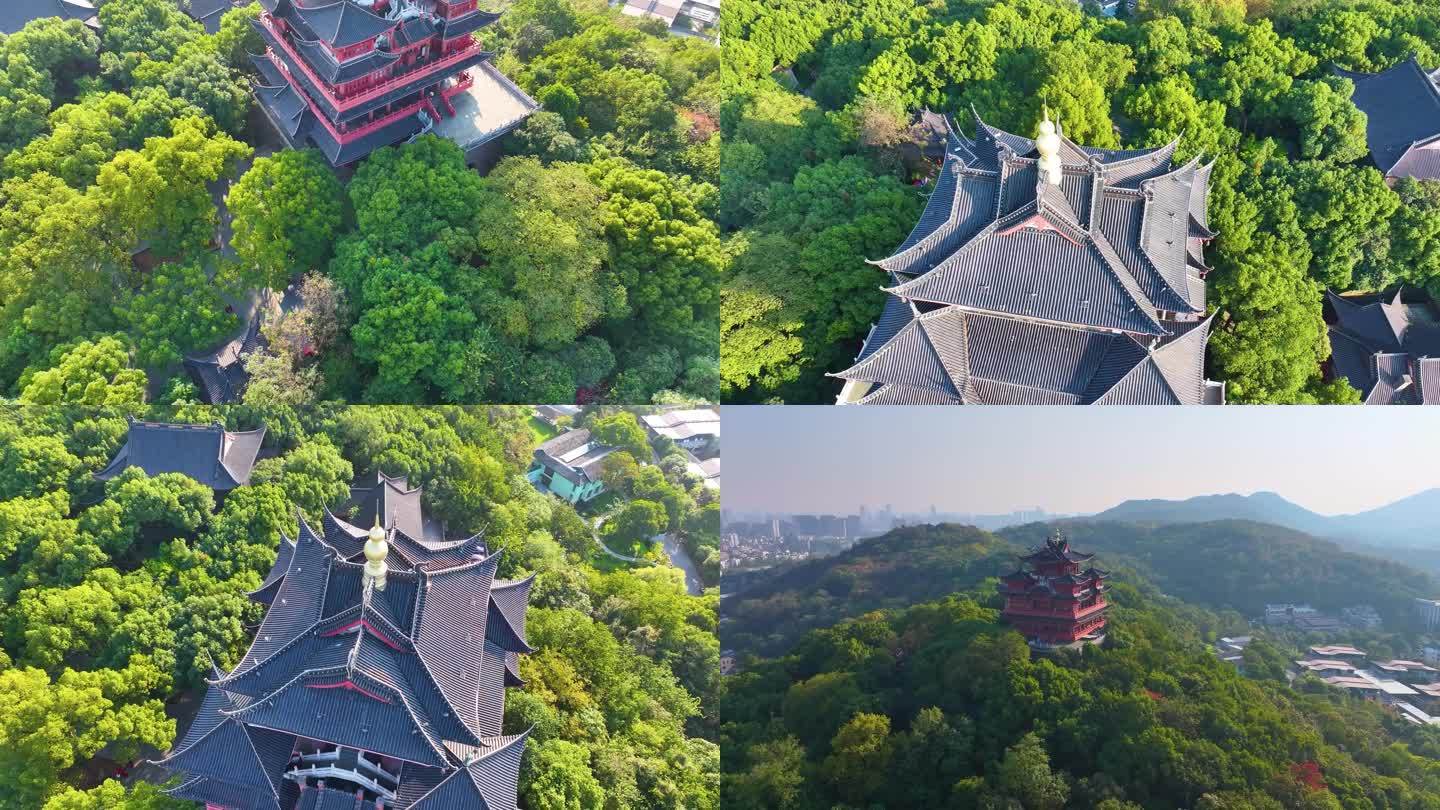 杭州城隍阁景区航拍上城区风景风光素材4