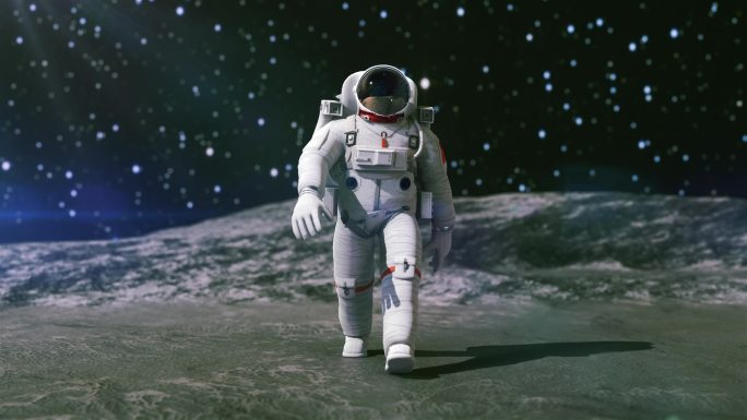 宇航员太空月球行走视频素材