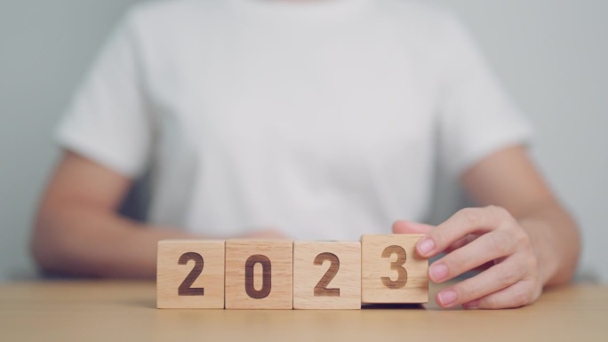 表上2023年改为2024年。目标、决心、策略、计划、开始、预算、任务、行动、动机和新年概念