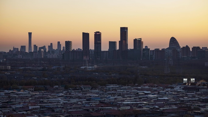 城市地标中国尊望京日转夜灯光秀延时摄影